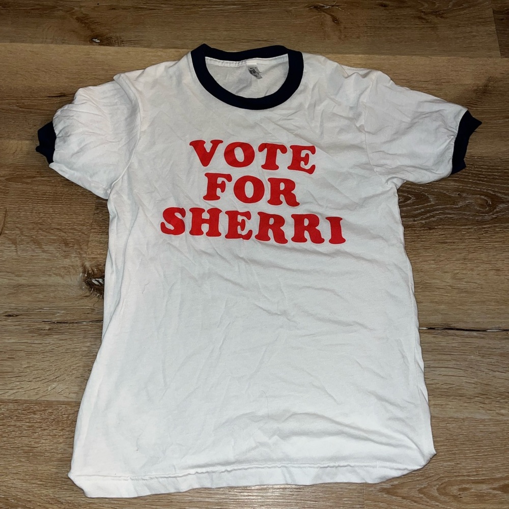 White T-Shirt with Red Print